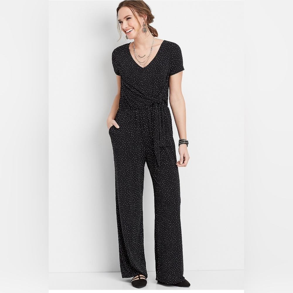 Maurices Black and White Dotted Jumpsuit